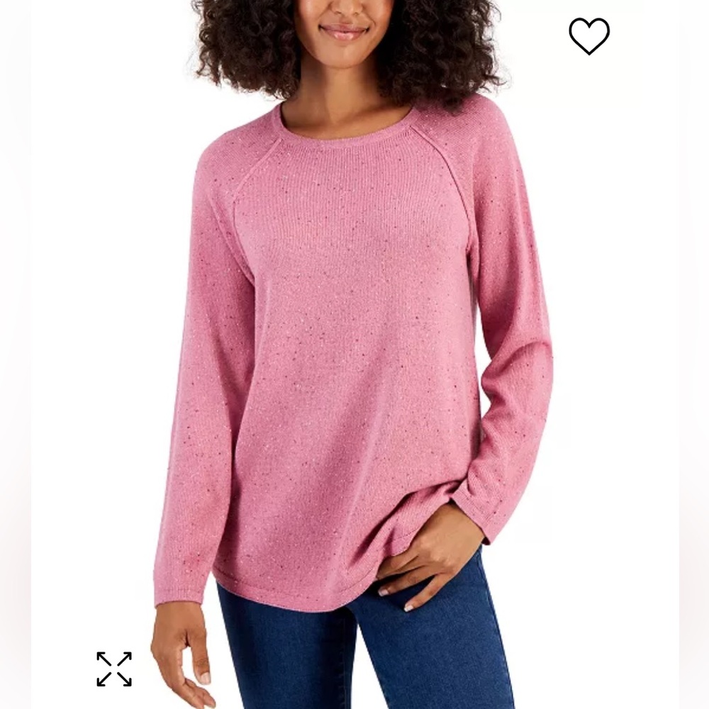 NWT Karen Scott Sz 3X Women’s Pink Wine Midweight Curve Hem Sweater Top Ret $51!